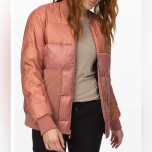 Lululemon Roam Far Down Filled Reversible Bomber Jacket Chalky Rose Size 6